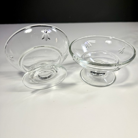 La Rochere Napoleon Bee Clear Glass Footed Dessert Bowls Sherbet Elegant Set/6 - Picture 4 of 11